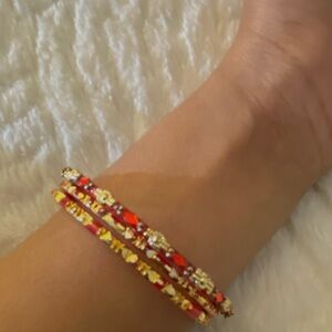 3 Piece Elegant Red and Gold Bangle Set